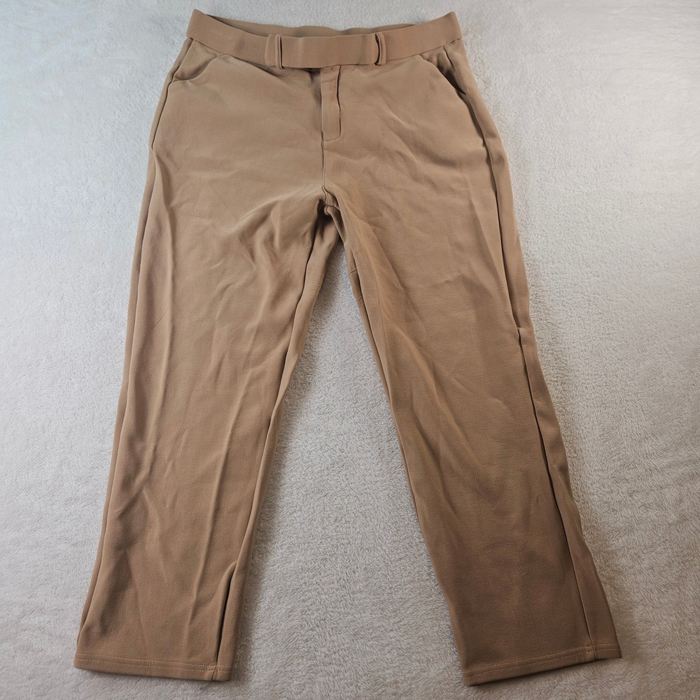 AQ Sports Tan Straight Leg Pants Womens 2X Camel Stretch Flat Front Casual